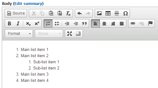 Nested lists example